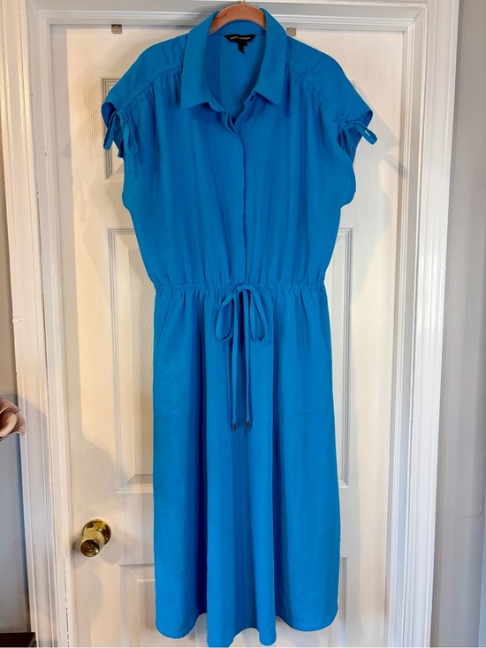 Maggy London Dresses & Skirts - Maggy London Turquoise Tie-Waist Midi Shirt Dress